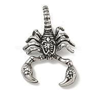 316 Surgical Stainless Steel Big Pendants, Scorpion Charm, Antique Silver, 51x33x14mm, Hole: 10.5x12.5mm(STAS-Z073-118AS)