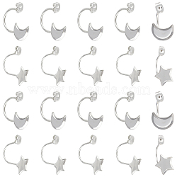 40Pcs 2 Styles 304 Stainless Steel Ear Nuts, Butterfly Earring Backs for Post Earrings, with Moon & Star Trays, Stainless Steel Color, 24~25x12~13mm, Hole: 1mm, Tray: 4.5~8x9.5~10mm, 20pcs/style(STAS-DC0007-33)