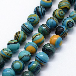Synthetic Malachite Beads Strands, Dyed, Round, Sky Blue, 8mm, Hole: 1mm, about 46pcs/strand, 14.76 inch(37.5cm)(G-A186-B-03)