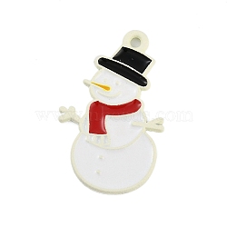 Christmas Theme Spray Painted Alloy Enamel Pendants, Snowman, 28x17x1.5mm, Hole: 1.8mm(ENAM-Z020-01J)