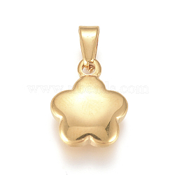 304 Stainless Steel charms, Flower, Golden, 14x11x3.5mm, Hole: 2.5x5mm(X-STAS-I127-005G-01)