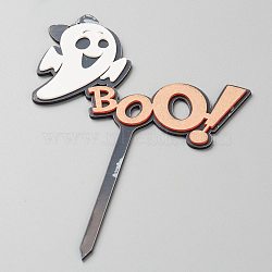Acrylic Ghost Cake Insert Card Decoration, with Self Adhesive, for Halloween Cake Decoration, Word Boo, Mixed Color, 123x81x1mm(DIY-H109-21)
