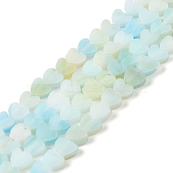 Handmade Lampwork Beads Strands, Heart, Pale Turquoise, 6x6x2~2.5mm, Hole: 1mm, about 77pcs/strand, 15.75''~16.14''(40~41cm)(LAMP-Q035-01D)