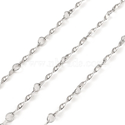 Handmade 304 Stainless Steel Twist Link Chains, Soldered, with Spool, Stainless Steel Color, 13x1.5x1.5mm, about 32.81 Feet(10m)/Roll(CHS-G025-07P)