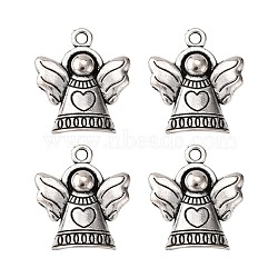 Tibetan Style Pendants, Lead Free & Cadmium Free & Nickel Free, Angel, Antique Silver Color, Size: about 21mm long, 19mm wide, 3mm thick, hole: 2mm(X-TIBEB-A11978-AS-FF)