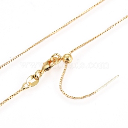 Adjustable Electroplate Brass Venetian Chain Necklaces, Long-Lasting Plated, with Lobster Claw Clasps and Round Beads, Golden, 18.3 inch(46.5cm)(MAK-L028-02G)