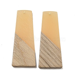 Resin & Walnut Wood Pendants, Geometric Charms, Trapezoid, 49x18.5x2.5~3mm, Hole: 2mm(RESI-XCP0002-16C)