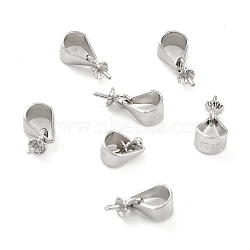 Anti-Tarnish Rhodium Plated 925 Sterling Silver Peg Bails, Snap on Bail with Peg Bails, Flower, Platinum, 10x4.5x3.5mm, Pin: 0.5mm(STER-Z001-115P)