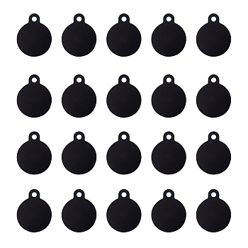 Aluminum Pendants, Stamping Blank Tag, Flat Round, Black, 31x25x1mm, Hole: 3mm