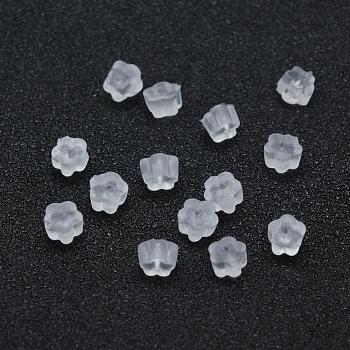 Eco-Friendly Plastic Ear Nuts, Earring Backs, Flower, Clear, 4x4x2.5mm, Hole: 0.5mm, about 9500pcs/bag