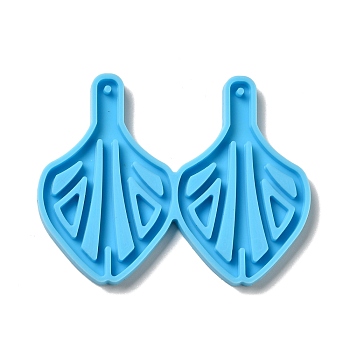 DIY Leaf Pendant Silicone Molds, Resin Casting Molds, for UV Resin & Epoxy Resin Jewelry Making, Deep Sky Blue, 53x68x4mm, Hole: 2mm, Inner Diameter: 49x31.5mm