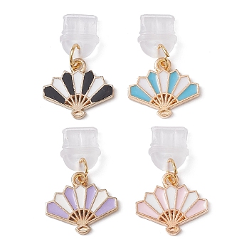 4Pcs 4 Colors PVC Mobile Dustproof Plugs, with Chinese Style Fan Alloy Enamel Charms, for USB Type C Port Cover, Mixed Color, 28mm, 1Pc/color