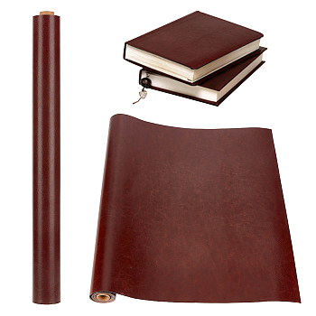 PU Imitation Leather Fabric, with Kraft Cardboard Mailing Tubes, Coconut Brown, 120x43x0.07cm