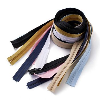 Nylon Zipper, Zip-fastener Components, for Garment Accessories, Mixed Color, 200x2.4x2.4cm, 2m/Starnd