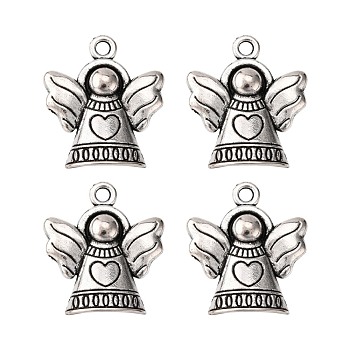 Tibetan Style Pendants, Lead Free & Cadmium Free & Nickel Free, Angel, Antique Silver Color, Size: about 21mm long, 19mm wide, 3mm thick, hole: 2mm
