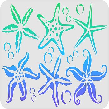 Large Plastic Reusable Drawing Painting Stencils Templates, for Painting on Scrapbook Fabric Tiles Floor Furniture Wood, Rectangle, Starfish Pattern, 297x210mm