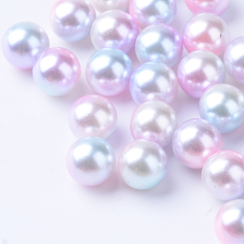 Rainbow Acrylic Imitation Pearl Beads, Gradient Mermaid Pearl Beads, No Hole, Round, Pink, 4mm, about 15800pcs/500g