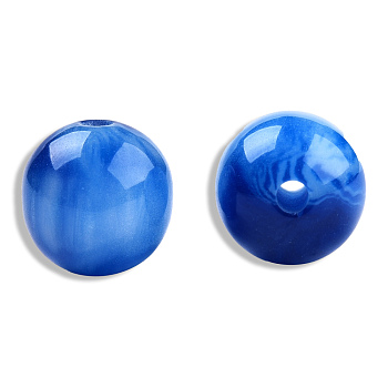 Resin Beads, Imitation Gemstone, Round, Blue, 12mm, Hole: 1.6~1.8mm