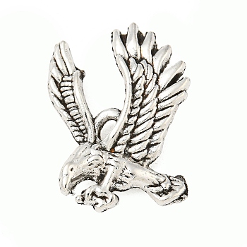 Tibetan Style Zinc Alloy Pendants, Lead Free & Cadmium Free, Eagle/Hawk Charm, Antique Silver, 18.3x24.7x6mm, Hole: 2mm, about 185pcs/500g