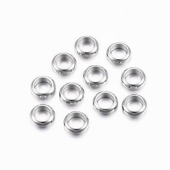 304 Stainless Steel Spacer Beads, Ring, Stainless Steel Color, 6x2mm, Hole: 4mm