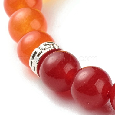 Natural Malaysia Jade(Dyed) Round Beads Stretch Bracelet(BJEW-JB06953)-5