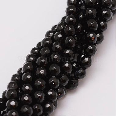 6mm Black Round Natural Agate Beads