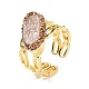Natural Agate Druzy Oval Open Cuff Ring with Rhinestone(RJEW-G257-03G)-3