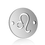 201 Stainless Steel Links connectors, Flat Round with Constellation, Stainless Steel Color, Leo, 12x0.8mm, Hole: 0.8mm(STAS-T040-T530S-5)