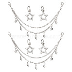 Alloy Multi-strand Curb Chains, with Alloy Charm for DIY Shoes Decoration Accessories, Star, 230x3.5mm(FIND-GO0003-82A)