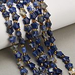 Natural Sodalite Beads Strands, Chunky Star, with Seed Beads, 7~8x7~8x4mm, Hole: 1mm, about 45pcs/strand, 14.96''(38cm)(G-Z080-A28-8mm)