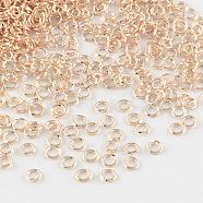 Iron Open Jump Rings, Cadmium Free & Lead Free, Rose Gold, 7x0.9mm, Inner Diameter: 5.2mm, about 475pcs/50g(X-IFIN-R209-0.9x7-RG)