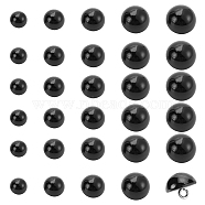 Elite 150Pcs 5 Style Resin Imitation Pearl Shank Buttons, 1-Hole, with Iron Findings, Half Round, Black, 9x9mm, Hole: 2mm(DIY-PH0017-79)