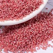 MIYUKI Round Rocailles Beads, Japanese Seed Beads, (RR678) Silverlined Flame Red Opal, 15/0, 1.5mm, Hole: 0.7mm, about 27777pcs/50g(SEED-X0056-RR0678)