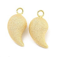 Brass Textured Pendants, Magatama, Real 18K Gold Plated, 23.5x12x9.5mm, Hole: 3mm(KK-P258-06G)