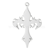 Stainless Steel Pendants, Cross Charms, Stainless Steel Color, 35x21mm, Hole: 1.2mm(RELI-PW0002-02P)