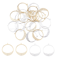 20Pcs 2 Colors Brass Pendants, Ring Charm, Mixed Color, 30.5x28x0.5mm, Hole: 1.6mm, 10pcs/color(KK-DC0003-10)