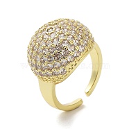 Brass with Cubic Zirconia Open Cuff Rings for Women, Real 18K Gold Plated, 7~23.5mm, US Size 14(23mm)(RJEW-A035-15G)