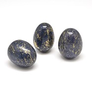 Natural Pyrite Egg Stone, Pocket Palm Stone for Anxiety Relief Meditation Easter Decor, Blue, 25x18mm(G-I126-12A)