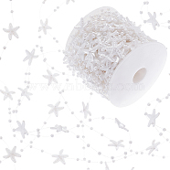 ABS Plastic Beads Ribbons, Garment Accessories, Starfish, White, 0.2~21mm, about 32.81 Yards(30m)/Roll(OCOR-WH0066-81A)