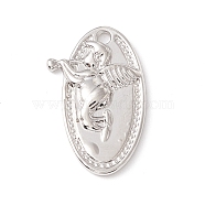 Alloy Pendents, Oval with Cupid/Cheru, Platinum, 20x12x2.5mm, Hole: 1.5mm(PALLOY-F282-01P)
