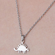 201 Stainless Steel Dinosaur Pendant Necklace, Stainless Steel Color, 17.72 inch(45cm)(NJEW-OY001-25)