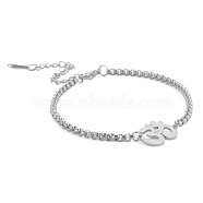 Stainless Steel Om Aum Ohm Link Bracelet with Box Chains, Yoga Theme Jewelry for Men Women, Stainless Steel Color, 6-3/4 inch(17cm)(CHAK-PW0001-056P)