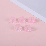Glass Beads, Lily Flower, Pink, 12x8mm, Hole: 1.4mm(GLAA-YW0003-37D)