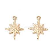 Ion Plating(IP) 316 Surgical Stainless Steel Pendants, Star, Real 24K Gold Plated, 20x15x2mm, Hole: 1.4mm(STAS-H163-09G)