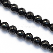 Round Natural Black Onyx Beads Strands, 6mm, Hole: 1mm, about 63pcs/strand, 15.7 inch(G-S119-6mm)