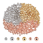 300Pcs 6 Styles Brass Spacer Beads, Round, Mixed Color, 3~4x2.5~3.5mm, Hole: 1.5mm, 50pcs/style(KK-GO0001-39)