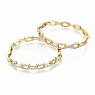 Brass Micro Pave Clear Cubic Zirconia Bangles, Nickel Free, Cable Chain Shape, Real 16K Gold Plated, Inner Diameter: 2-1/4x1-2 inch(5.8x5.1cm), 8mm(BJEW-S142-015-NF)