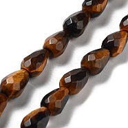 Natural Tiger Eye Beads Strands, Faceted Teardrop, 10x7mm, Hole: 1.2mm, about 20pcs/strand, 7.87''(20cm)(G-P520-B20-01)