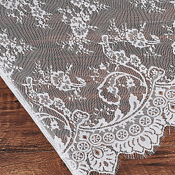 Flower Pattern Polyester Lace Fabric, Clothing Accessories, White, 300x110x0.01cm(DIY-WH0496-28A)