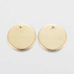 304 Stainless Steel Charms, Stamping Blank Tag, Flat Round, Golden, 10x0.8mm, Hole: 1.2mm(STAS-G179-92G-10mm)